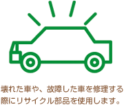 壊れた車や、故障した車を修理する際にリサイクル部品を使用します。