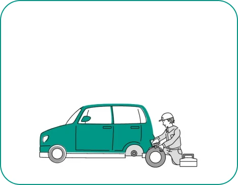 パンク時のスペアタイヤ交換作業