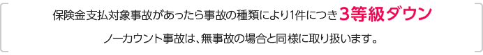 保険金支払対象事故があったら事故の種類により1件につき3等級ダウン