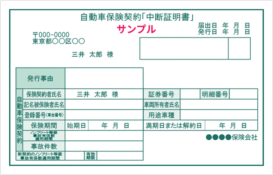 自動車保険の中断証明書