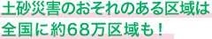 土砂災害のおそれのある区域は全国に約68万区域も！