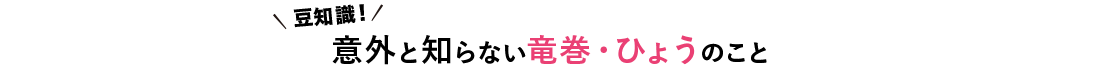 豆知識！ 意外と知らない竜巻・ひょうのこと