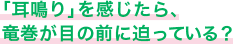 「耳鳴り」を感じたら、竜巻が目の前に迫っている？