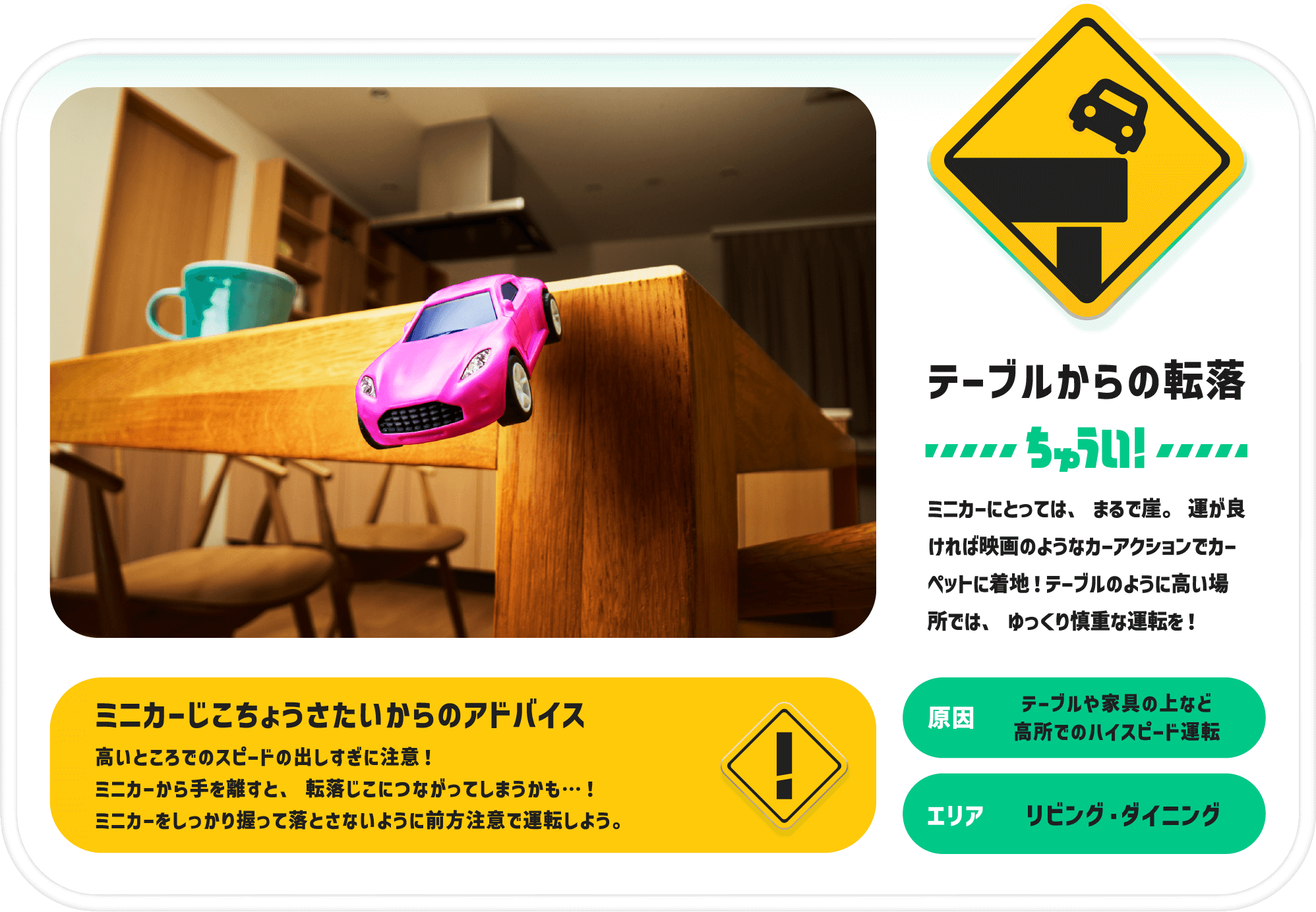 テーブルからの転落