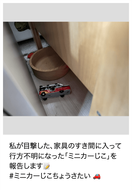 「ミニカーじこ」報告画像