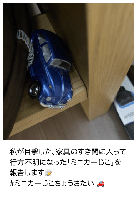 「ミニカーじこ」報告画像