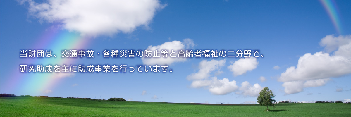 当財団は、交通事故・各種災害の防止等と高齢者福祉の二分野で、研究助成を主に助成事業を行っています。